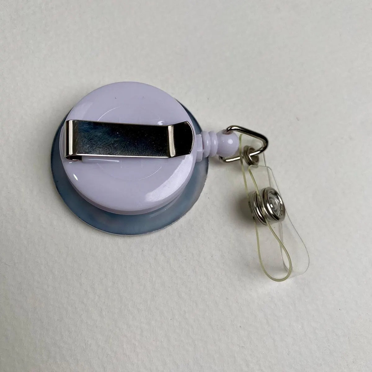 Silver Spiral Badge Reel – Handmade Chrome Swirl Retractable ID Holder – Cute Badge Holder for Nurses, Teachers & Office Staff