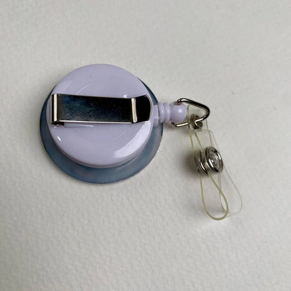 Silver Spiral Badge Reel – Handmade Chrome Swirl Retractable ID Holder – Cute Badge Holder for Nurses, Teachers & Office Staff