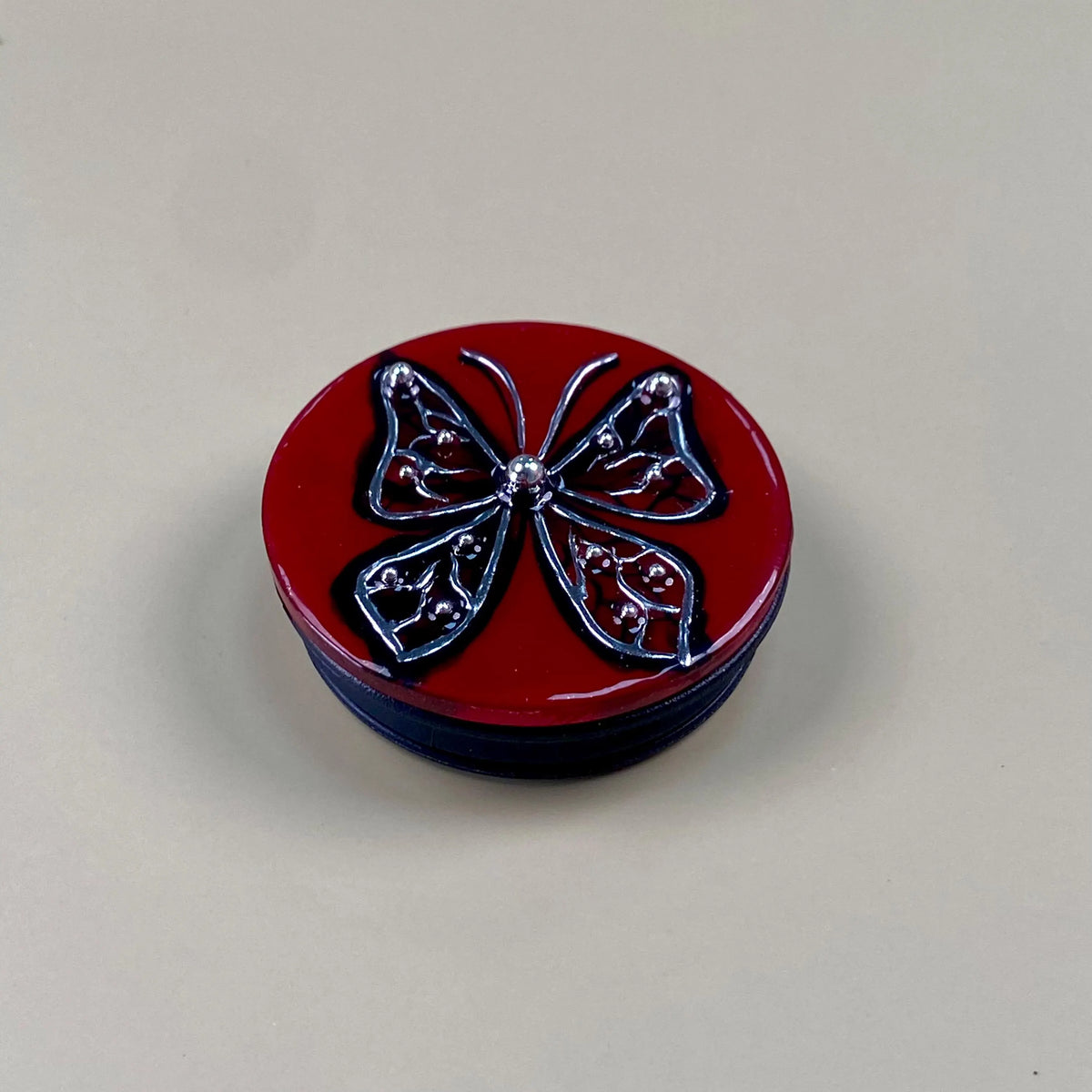 Red Gothic Butterfly Phone Grip – Handmade Resin Phone Grip Stand, Collapsible Phone Holder, Black Butterfly, Alternative Aesthetic Gift