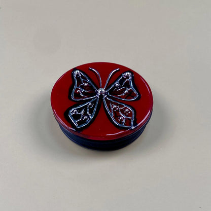 Red Gothic Butterfly Phone Grip – Handmade Resin Phone Grip Stand, Collapsible Phone Holder, Black Butterfly, Alternative Aesthetic Gift