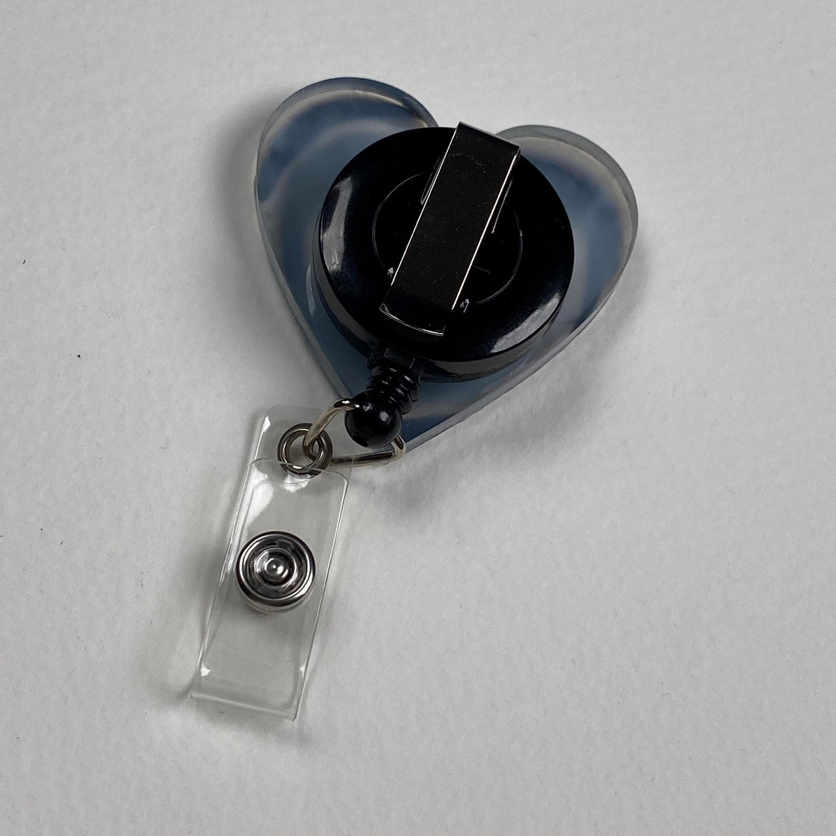 Gothic Heart Badge Reel – Handmade Black Heart Swirl Retractable ID Badge Holder, Alternative Resin Nurse Badge Reel