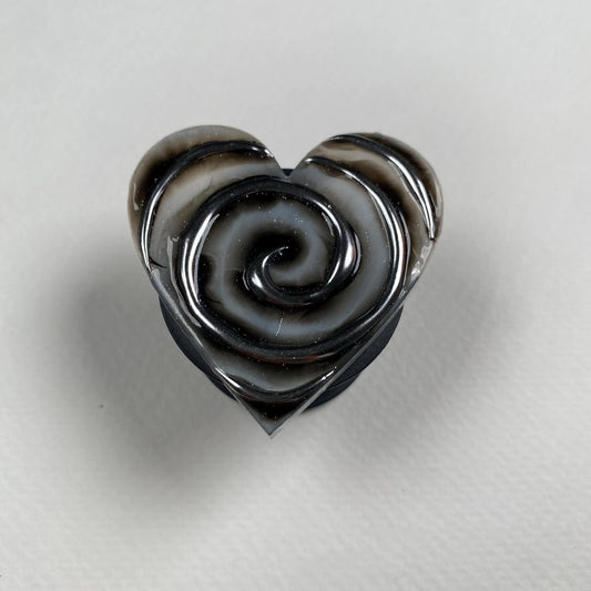 Black Smoke Spiral Heart Phone Grip | Handmade Resin Phone Stand Holder, Gothic Black & Silver Swirl, Alternative Aesthetic Gift